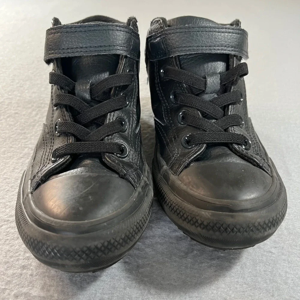 Converse Chuck Taylor All Star Axel Mid Youth‎ Black Leather Sneakers A04818C 2